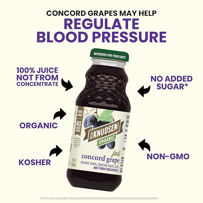 R.W. Knudsen Organic Just Concord Grape Juice 8 fl oz (12 Pack)