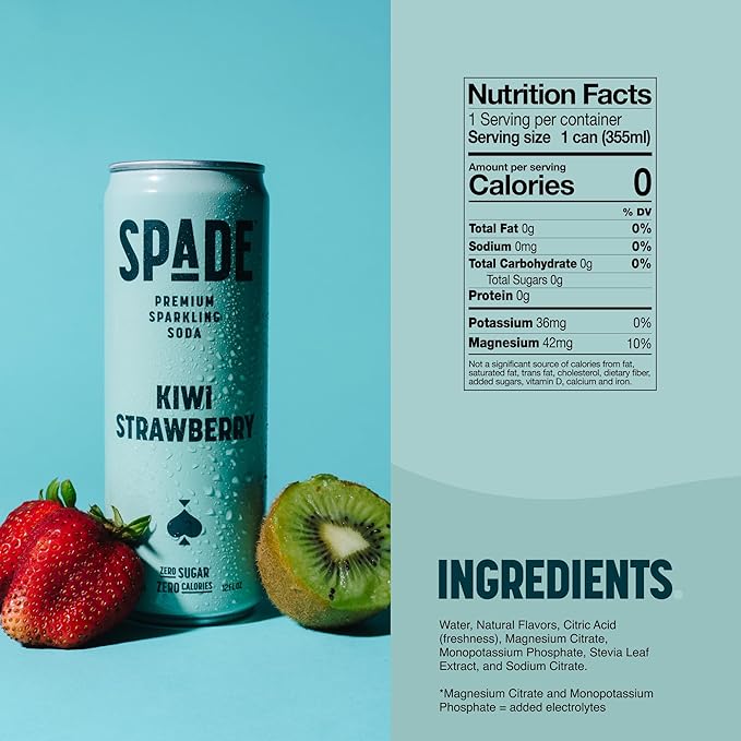 Spade Soda Kiwi Strawberry 12 fl oz (Pack of 12)