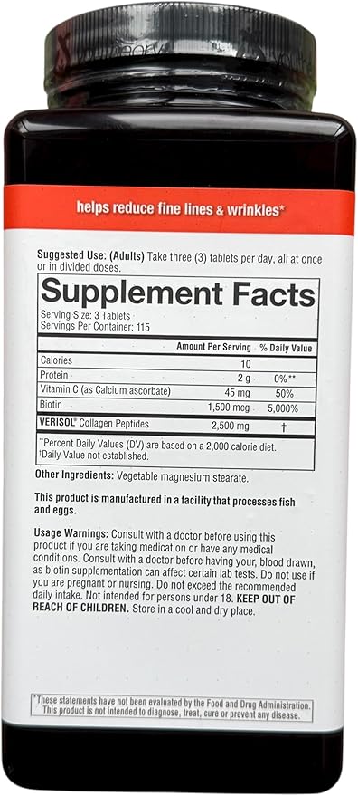 New You. Theory_Verisol Collagen Supplement with Biotin and Antioxidants 345 Tablets Concentrated Effect for Skin Elasticity and Wrinkle ReductionConcentrated 3 Tablets a Day115 Days Supply