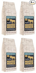 Moose Munch Maple Vanilla Ground Coffee – 4 Pack 12 oz Bags – Smooth Maple Sweetness with Vanilla Flavored Medium Roast Coffee