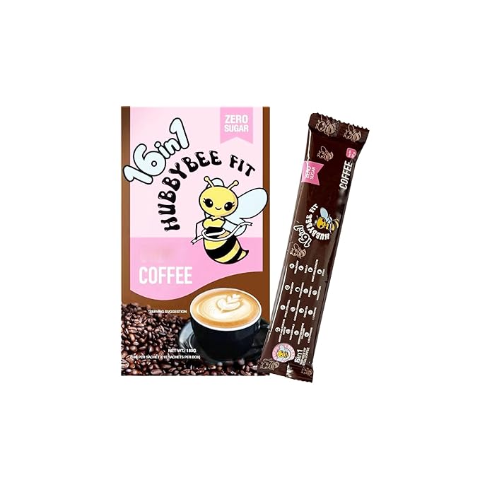 Hubbybee Fit 16 in 1 Coffee - 18g x 10 Sachets | Premium Coffee Blend Infused with Natural Ingredients for Health and Vitality
