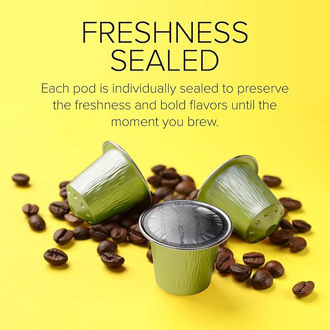 Organic USDA Bestpresso Coffee Aluminum Espresso Pods For Nespresso Original Machine 120 Pack (Naturally Balanced)
