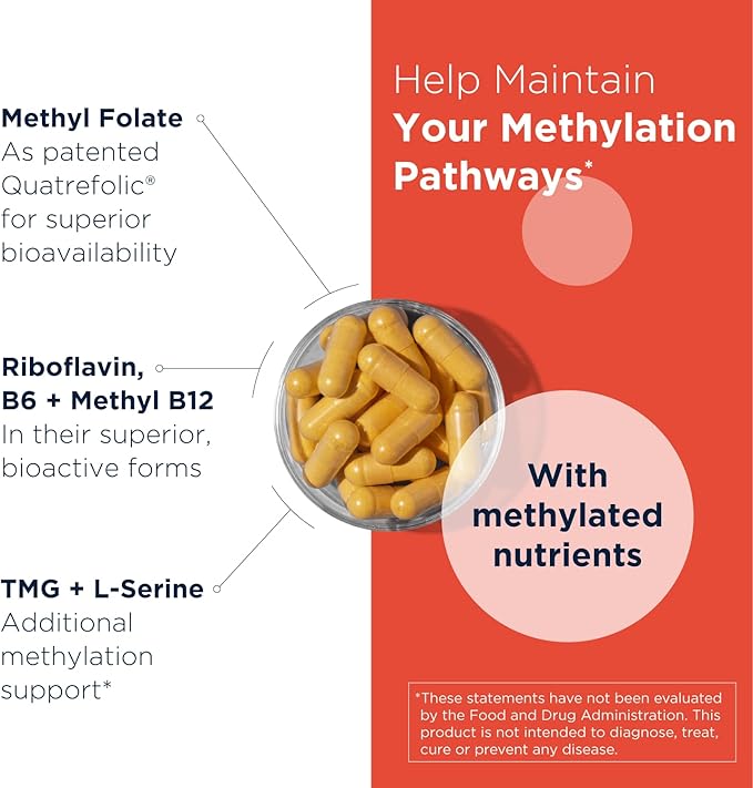 Designs for Health Homocysteine Supreme - Methylated B Vitamins with Riboflavin B6 B12 Folate L-Serine &amp TMG for Brain Support &amp Heart Health - Methylated Multivitamin (60 Capsules)