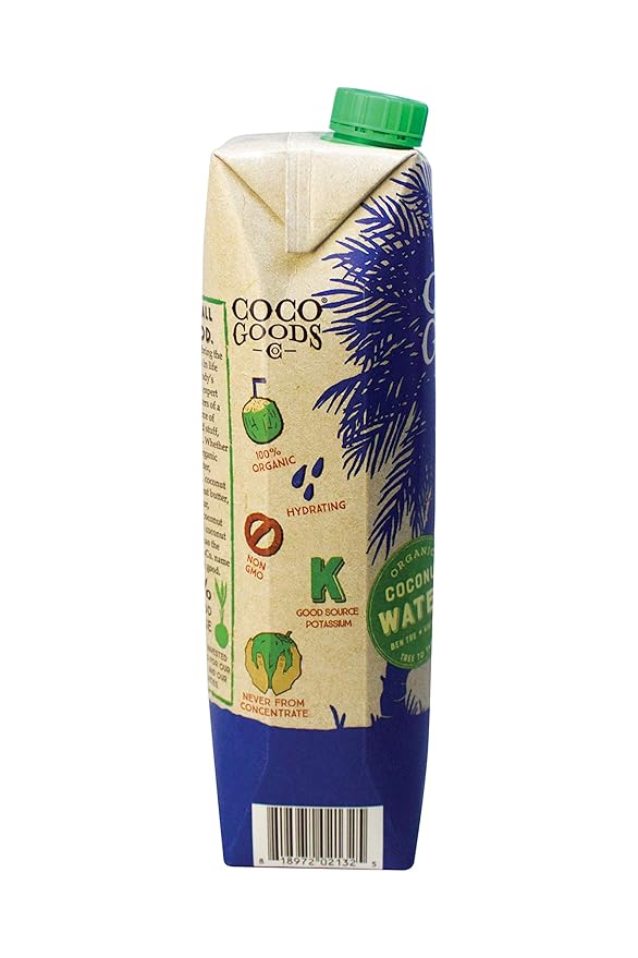 CocoGoodsCo Vietnam Single-Origin 100% Organic Coconut Water Non-GMO Never from Concentrate (33.8 fl. oz/1 liter 6 pack)