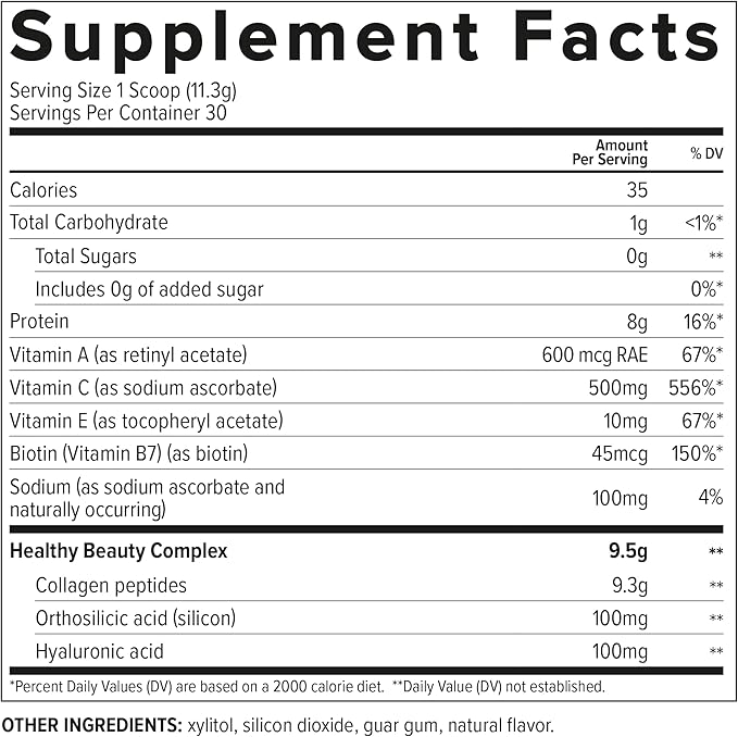 Essential Nutrition Collagen Skin - Hydrolyzed Collagen Peptides with Biotin Hyaluronic Acid Silicon &amp Vitamin C - Hair Skin &amp Nails - Neutral Flavor - 11.9 oz (30 Servings)