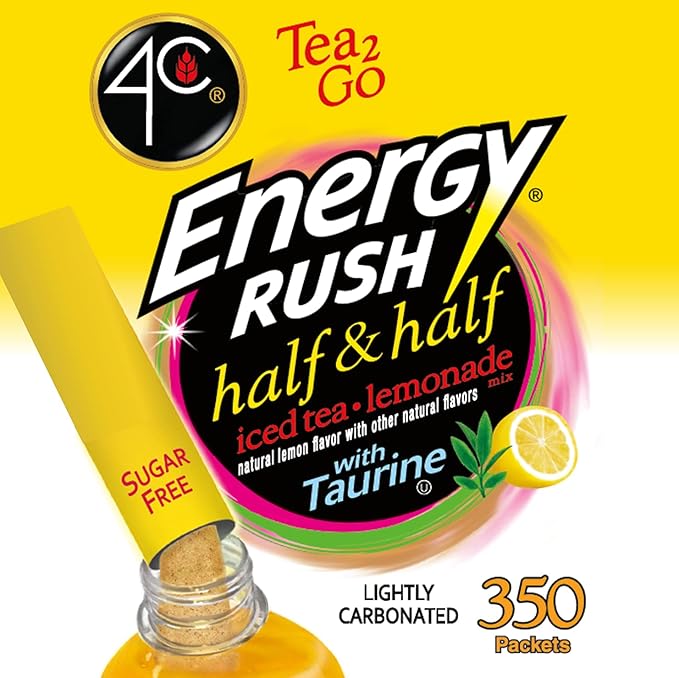 4C Powder Energy Rush Stix Energy Rush - Half &amp Half 350 Count Bulk Buy Singles Stix On the Go Refreshing Water Flavorings Value Pack