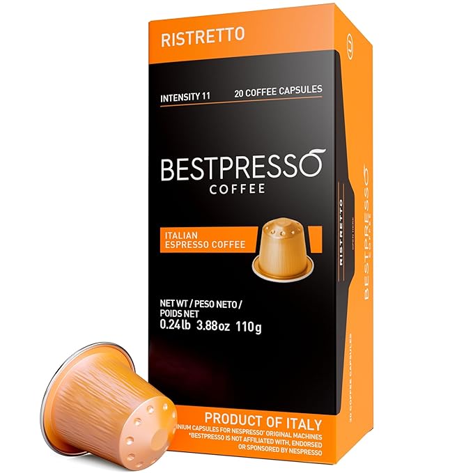 Bestpresso Coffee for Nespresso Original Machine 120 pods Genuine Espresso Ristretto Blend(High Intensity) Pods Compatible with Nespresso Original