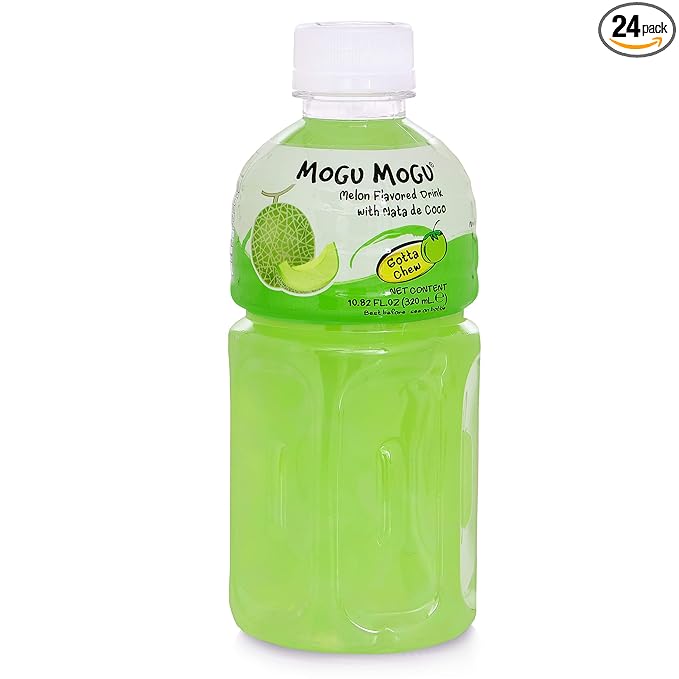 Mogu Mogu Fruit Juice with Nata De Coco 10.82 oz (Pack of 24) (Melon)