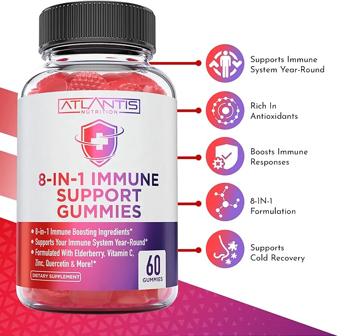 Atlantis Nutrition Collagen 60 Gummies + 8-in-1 Immune Support 60 Gummies