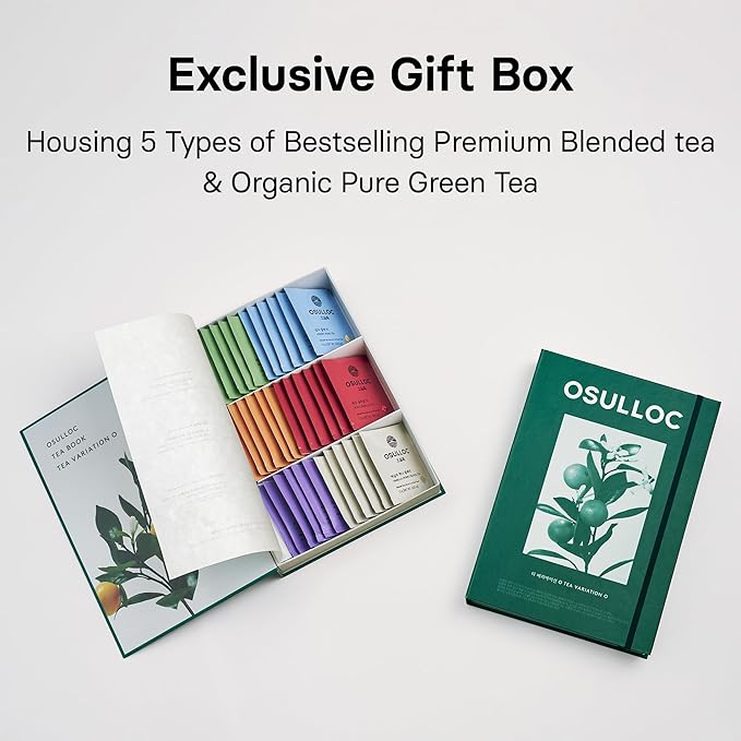OSULLOC TEA VARIATION O (36 Count 6 Types x 6 ea) Elegant &amp Sophisticated designed Gift Set 6 Premium Organic Pure &amp Blended Tea from Jeju Island