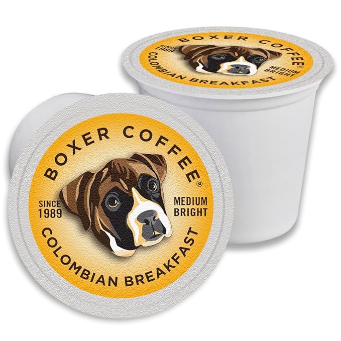 Boxer Coffee 48ct Colombian Breakfast – Medium Roast Coffee Pods – Specialty Grade Artisan Single-Serve Cups – Compatible with Keurig K-Cup Brewers