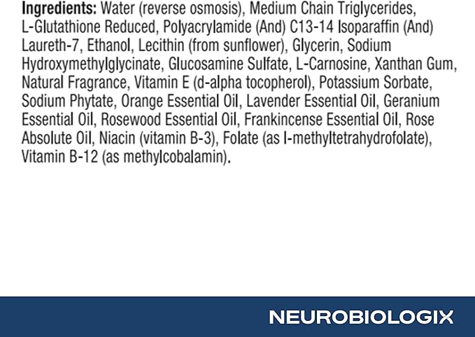 Neurobiologix Glutathione Topical Cream Transdermal L-Glutathione with Vitamin E B12 B3 &amp Folate L-Carnosine Essential Oils &amp Antioxidants Immune &amp Cellular Wellness Support 1.7 Oz