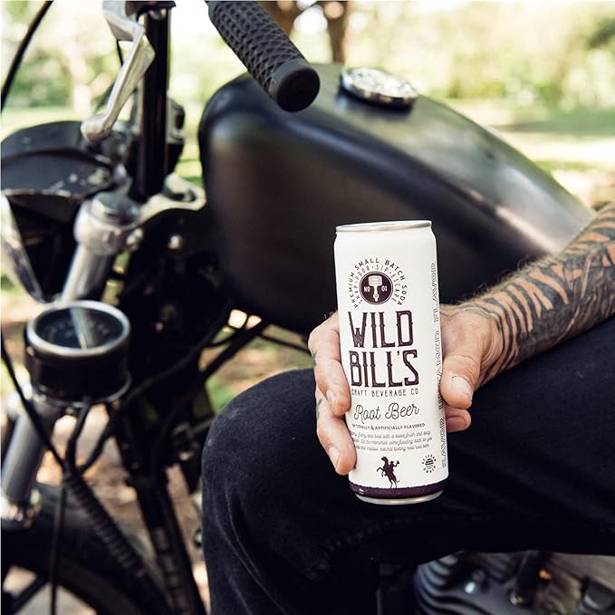 Wild Bill's Classic Root Beer Soda Classic Craft Soda Pop Soft Drinks Sodas Made with Pure Cane Sugar Caffeine Free NO High Fructose Corn Syrup Gluten Free Vegan Low Sodium 12 Oz 12 Pack