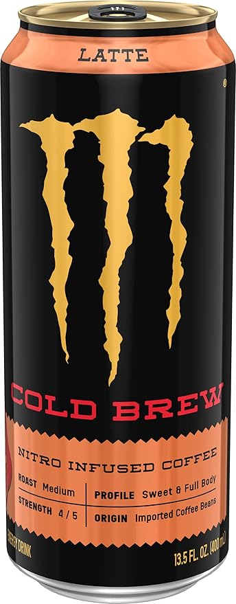 Monster Energy Java Nitro Cold Brew Latte Coffee + Energy Drink 13.5 Ounce (pack of 12)