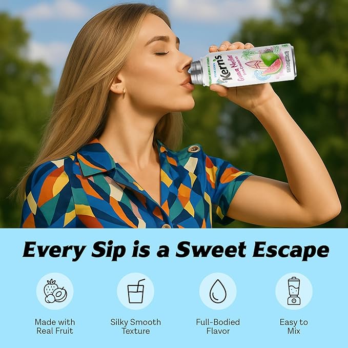 Kern’s Guava Nectar Lata Botella - Made with Fresh Fruit Puree - Guava Juice Concentrate for Tropical Fruit Smoothie Mix Cocktail Mixers &amp Kids Beverages - 15.5oz 12 Pack Resealable Juice Bottle