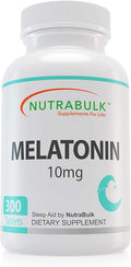 NutraBulk Melatonin 10 mg Tablets – Quick Release Natural Nighttime Sleep Aid for Adults. (300 Count)