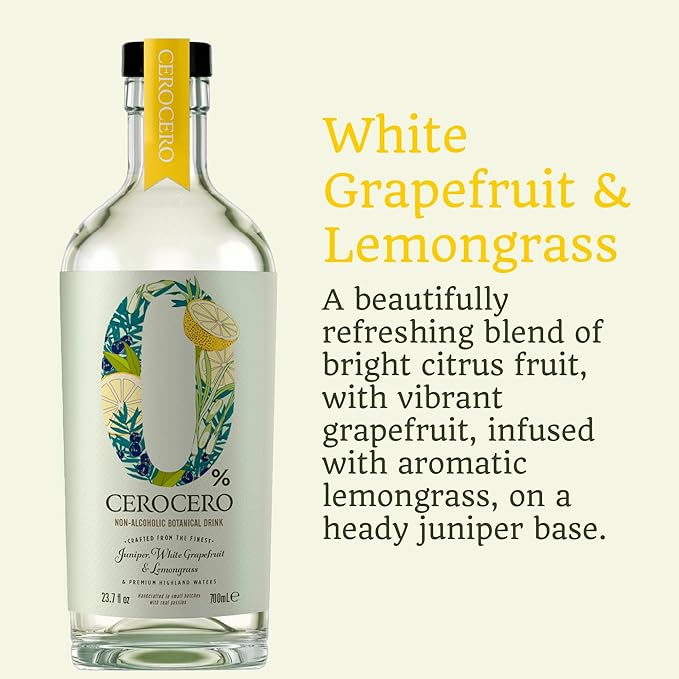 Gin Alternative Bundle | CeroCero White Grapefruit &amp Lemongrass | Pearsons Botanicals Rhubarb &amp Ginger | Non Alcoholic Spirits | Premium Non Alcoholic Gin by Spirits of Virtue 700ml