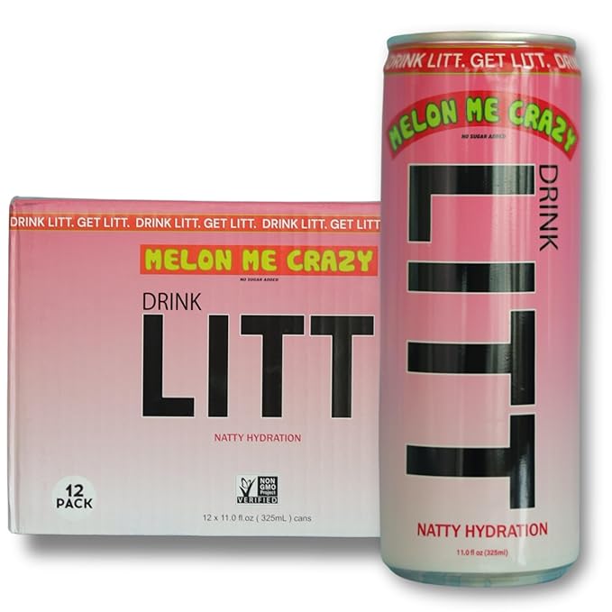 DRINK LITT MELON ME CRAZY | Watermelon | Natty Hydration | Natural Electrolytes | B Vitamins | 11 oz (Pack Of 12)