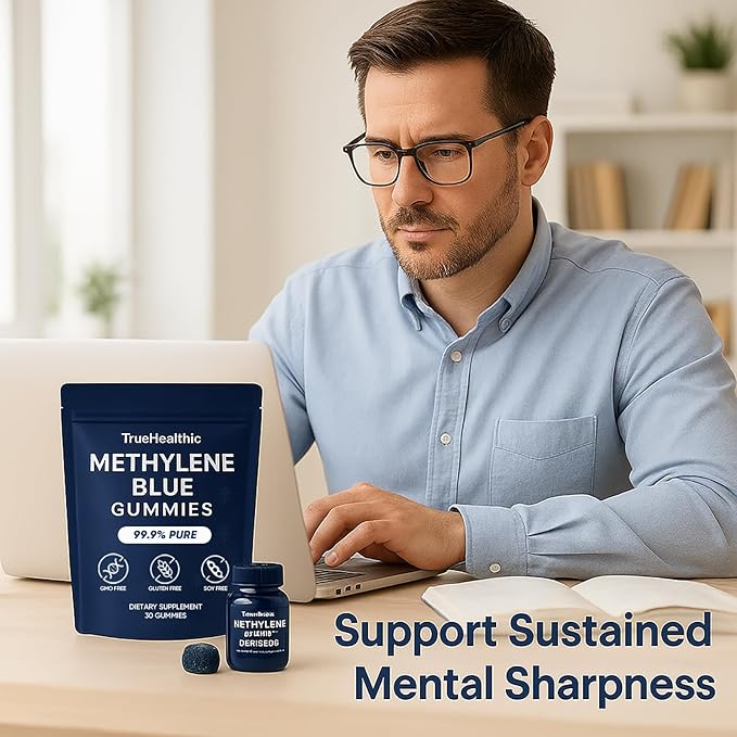 Methylene Blue Gummies - 99.9% Pure 5mg per Gummy Supports Sustained Energy Mental Clarity Reduces Brain Fog &amp Improves Focus Mood Enhancement - 30 Gummies (1)