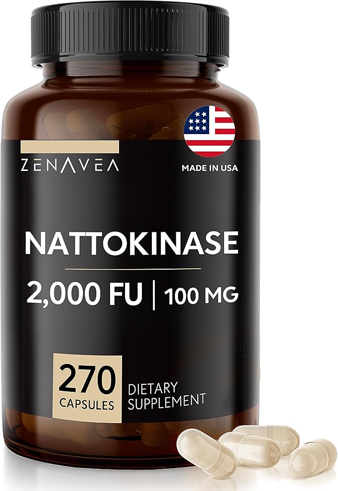 Nattokinase Supplement - 2000 FU of Enzyme - 270 Capsules of Nattokinase 100mg - Gluten Free Non-GMO Vegan