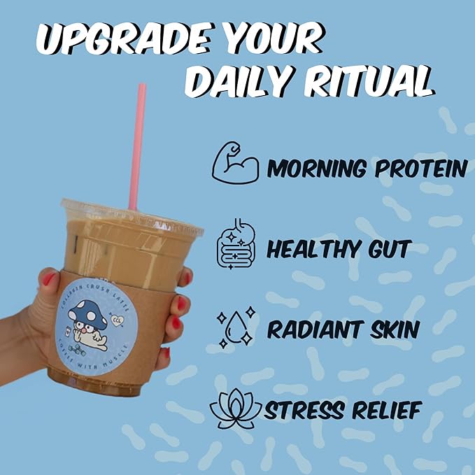 Renude Collagen Crush - Creamer Powder for Coffee Grass-Fed Bovine Collagen Peptides 10g Protein per Serving Support for Hair Skin Gut Health with Natural Adaptogens 20 Serving Bag
