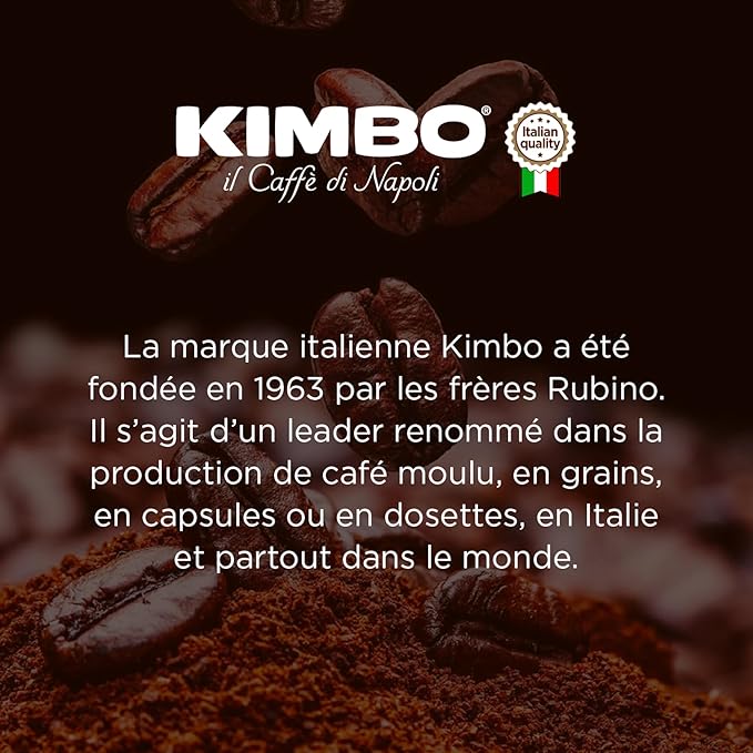 Kimbo Espresso Napoli Whole Bean Coffee - Blended and Roasted in Italy - A Dark Roast with Intense and Long Lasting Flavors - 17.6 oz Bag