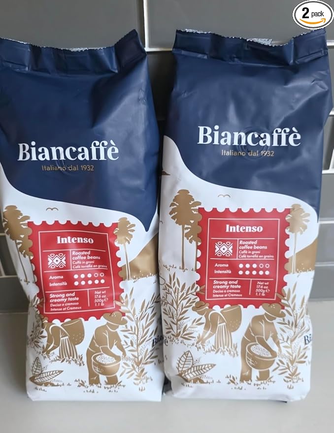 Biancaffè Intenso Roasted Coffee Beans Strong and Creamy Taste Italian Coffee 1.1LB