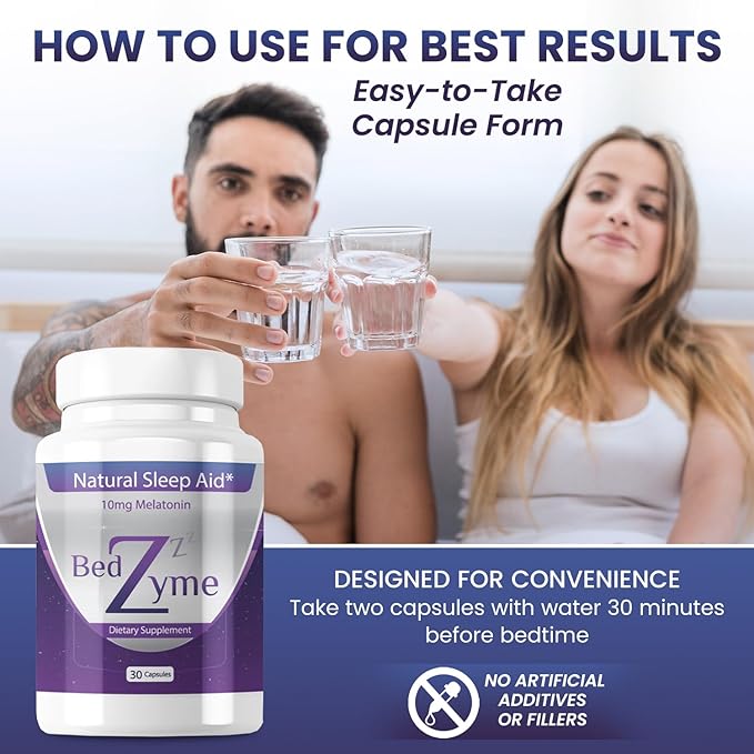 Sleep Aid Supports Natural Sleep &amp Relaxation – 60 Capsules Sleep Supplement to Help with Calmness &amp Rest – 10mg Melatonin &amp REM Enzyme Delivery System (Serving Size: 2 Capsules)