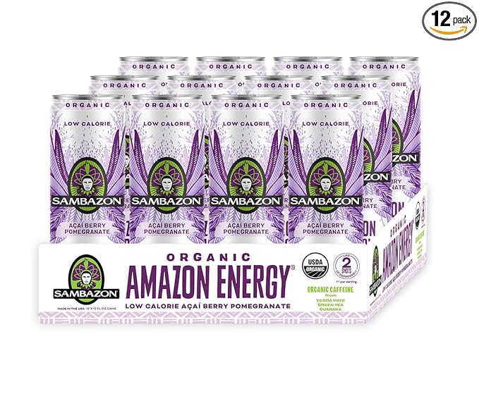 Sambazon Amazon Energy Drink Low Calorie Acai Berry and Pomegranate 12 Fl Oz (Pack of 12)