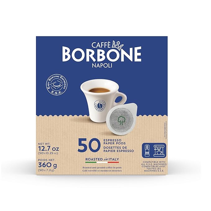 Caffè Borbone Espresso Paper Pods Red Blend Strong and Creamy Medium Roast ESE Pods Authentic Italian Espresso - 50 Count