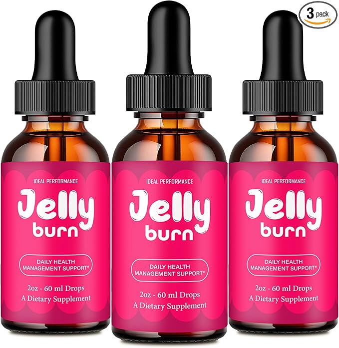 Jelly Burn Drops Official Jelly Burn Supplement Drops with All Natural Ingredients - Maximum Strength Advanced Formula Overall Health &amp Wellness Premium JellyBurn Droppers Support Reviews (3 Pa