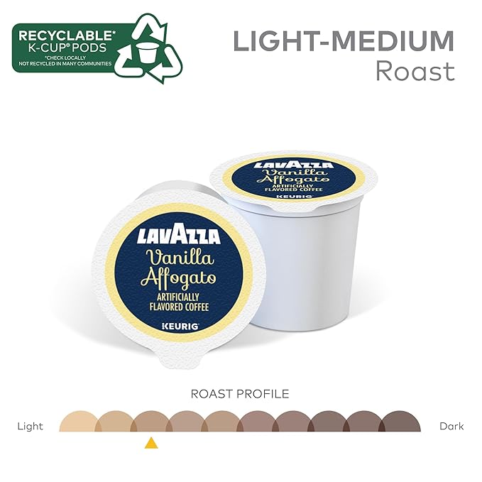 Lavazza Vanilla Affogato Coffee Single Serve Keurig K-Cup Pods Flavored Coffee 60-Count Box (6 Packs of 10)