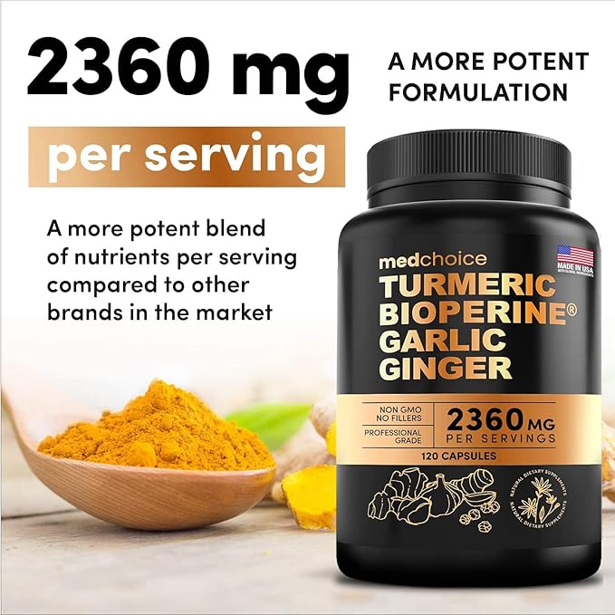 MEDCHOICE Turmeric &amp Ginger (120ct) Sleep Melatonin (180ct) and Nootropic Brain (60ct) Supplement Bundle - Wellness Trio for Brain Sleep &amp Immune Support - Vegan Non-GMO Gluten-Free