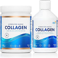 Swedish Nutra - 100% Marine Collagen Powder 300g &amp 10000 mg Hydrolyzed Marine Collagen Liquid Supplement | Hyaluronic Acid Biotin and Vitamin C to Support Healthy Hair Skin Nails and Joints