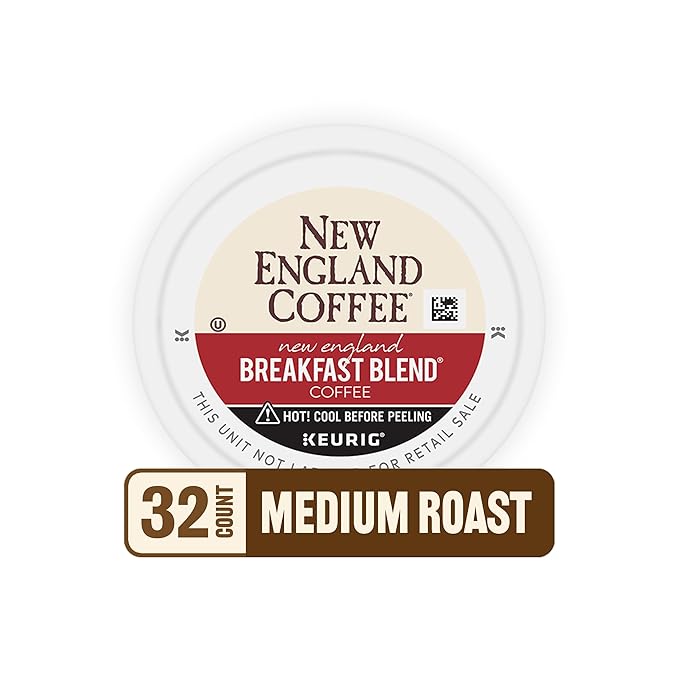 New England Coffee Breakfast Blend Medium Roast Single Serve Pods 32ct Box (Pack of 1)