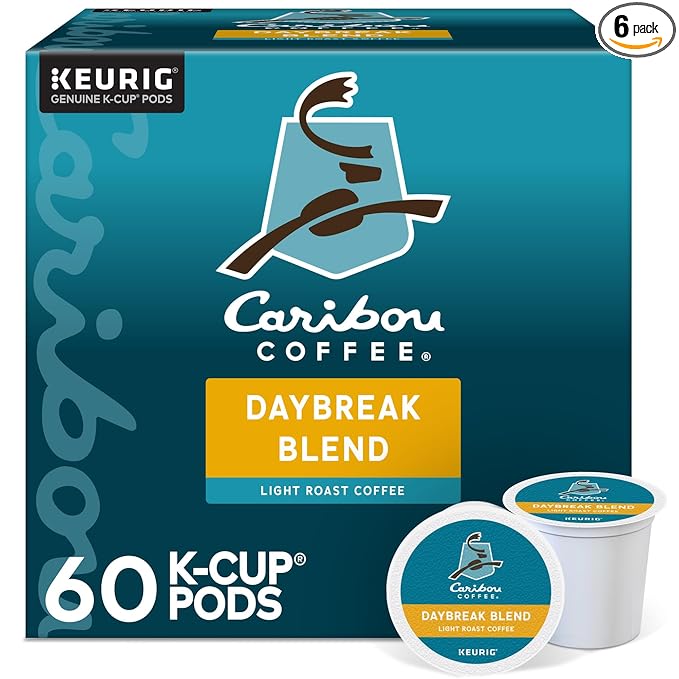 Caribou Coffee Daybreak Blend Keurig Single-Serve K-Cup Pod Light Roast Coffee(Pack of 6 60 Count Total)