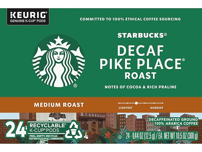 Starbucks Decaf Pike Place Roast K Cups 24 Count (Pack of 2)
