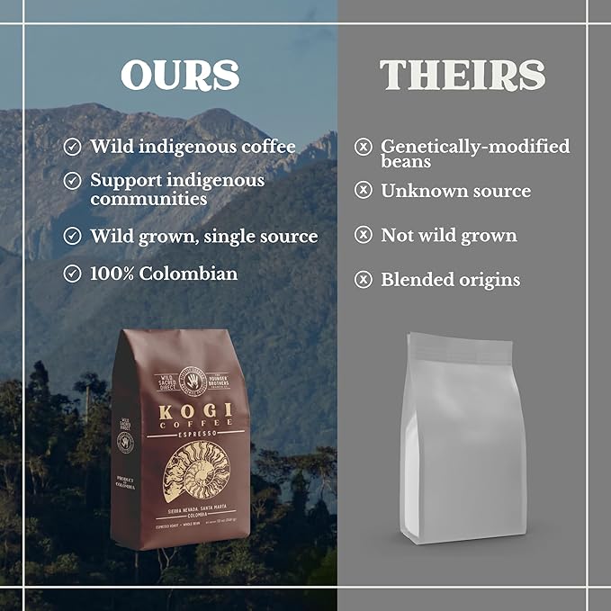The Younger Brothers Trading Co. – Kogi Indigenous Wild-Grown Coffee Espresso Roast Whole Bean 12 oz (Pack of 5)