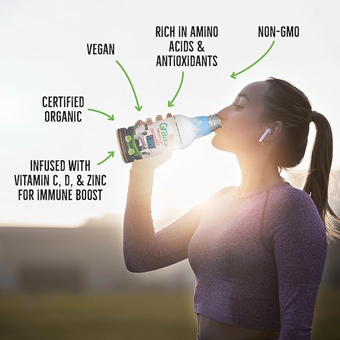 Graasi Organic Barley Grass Water | Hydration Drink with Vitamin C D Zinc | USDA Organic Non-GMO Vegan | Low-Calorie Wellness Beverage | Citrus Mint | 12 Pack (16 Fl Oz Bottles)