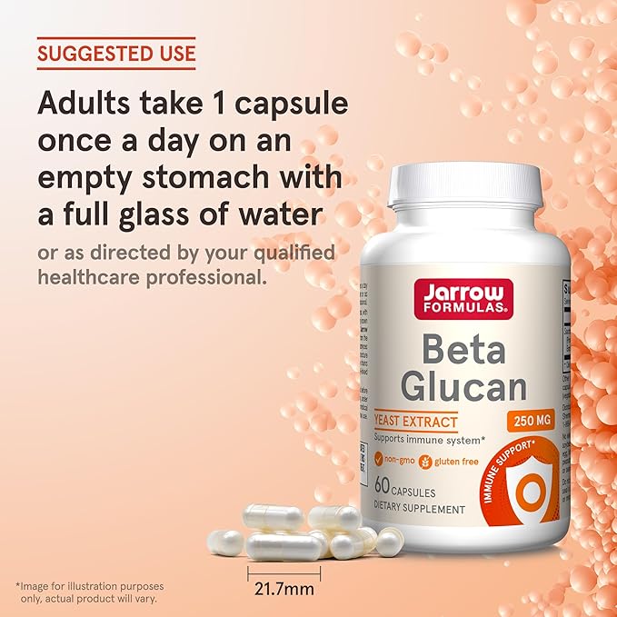 Jarrow Formulas® Beta Glucan Dietary Supplement Immune Support for Immune Health 60 Capsules 60 Day Supply