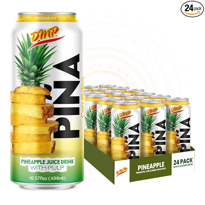 De Mi Pais Pineapple Juice with Pulp Premium Quality Canned Beverage Refreshing Piña Fruit Drink Organic Pineapple Juice Perfect for Groceries Size 16.57 Fl Oz 24-Pack