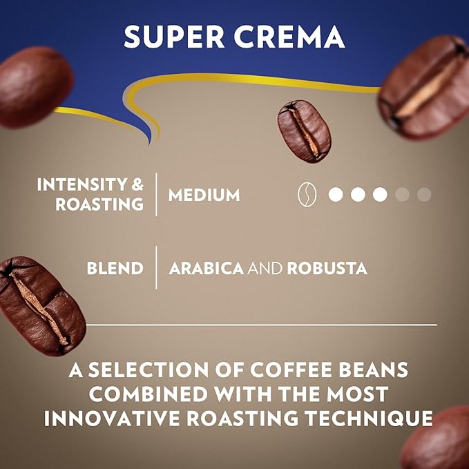 Lavazza Super Crema Whole Bean Coffee Blend Medium Espresso Roast 4.4 .lbs 2 Pack