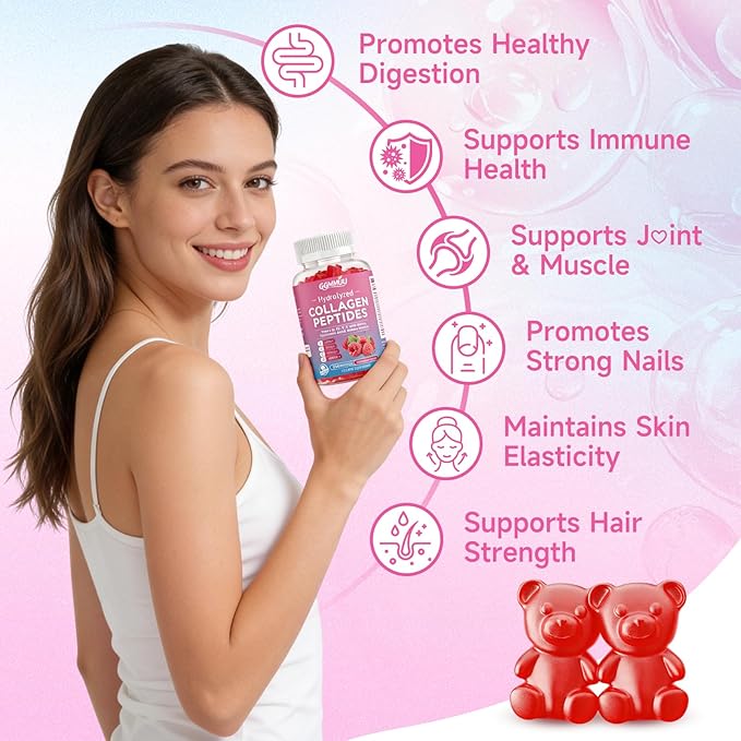 2 Pack Collagen Peptide Gummies for Women &amp Men Collagen Protein Type IIIIIIVX with Biotin Vitamin C D Hydrolyzed Collagen Supplement for Skin Hair Nails Raspberry Flavor 120 Count