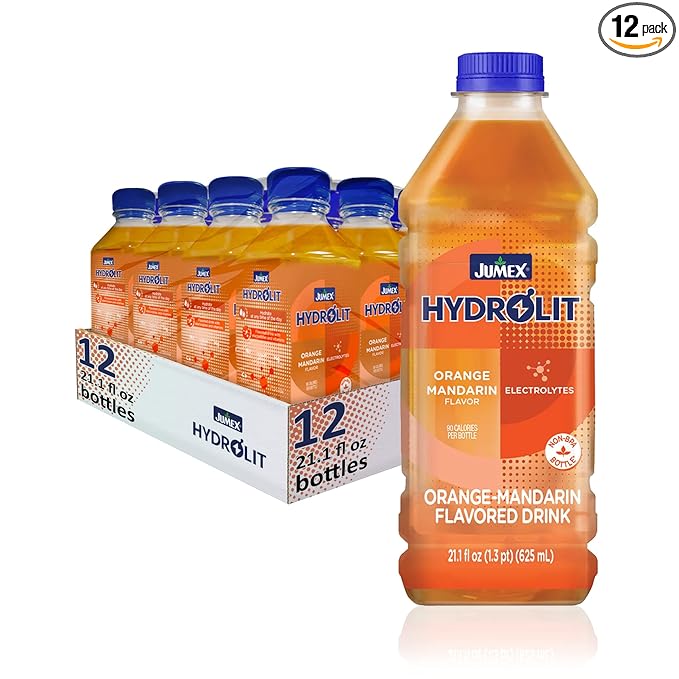 Jumex Hydrolit Quick Rehydration and Recovery Beverage Natural Orange-Mandarin Flavor 21.1 fl oz BPA-free Bottle 12-Pack