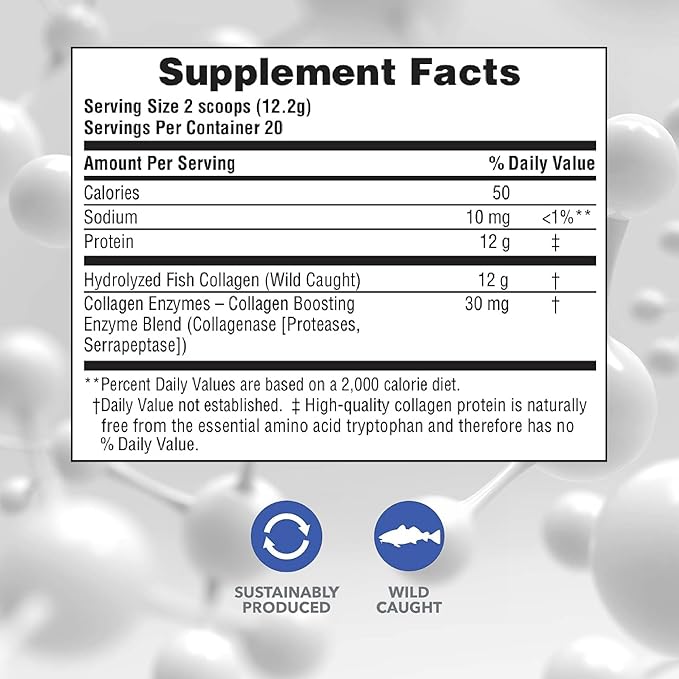 NaturesPlus Marine Collagen Peptides Unflavored - 0.54 lb - Hair Skin Nail &amp Joint Health Immune System Support - Gluten Free Non-GMO - 20 Servings