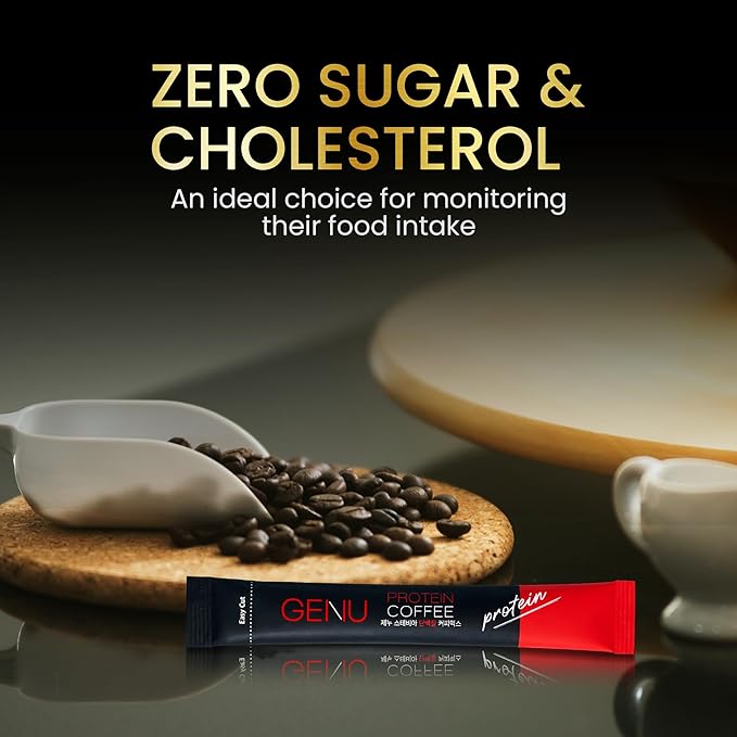 GENU Stevia Protein Coffee Mix (100 sticksOriginal) Korea's No.1 Selling Zero Sugar Protein Coffee Mix