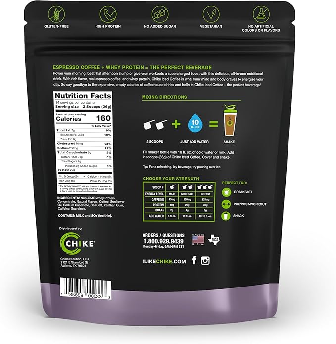 Chike Sweet Cream High Protein Iced Coffee 20 G Protein 2 Shots Espresso 2 G Sugar Keto Friendly and Gluten Free 14 Servings (17.8Ounce)