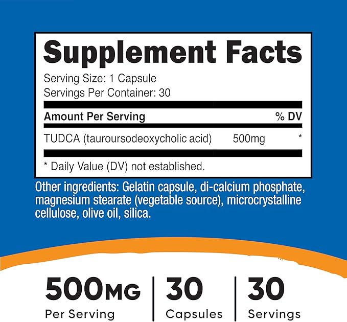 Nutricost Tudca 500mg 30 Capsules (Tauroursodeoxycholic Acid) - Premium Quality Gluten Free
