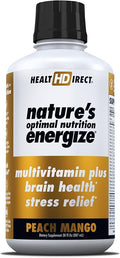 HEALTH DIRECT - Nature's Optimal Nutrition Energize Liquid Multivitamin Superfood - 140+ Nutrients - Mental Clarity &amp Energy - Immune &amp Cardiovascular Support – 30 Servings – Peach Mango