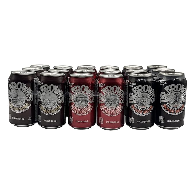 Dr. Browns Soda (18 Pack): 6 Black Cherry 6 Root Beer 6 Cream Soda 12oz cans